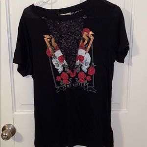 EXPRESS Black Lace Graphic Tee